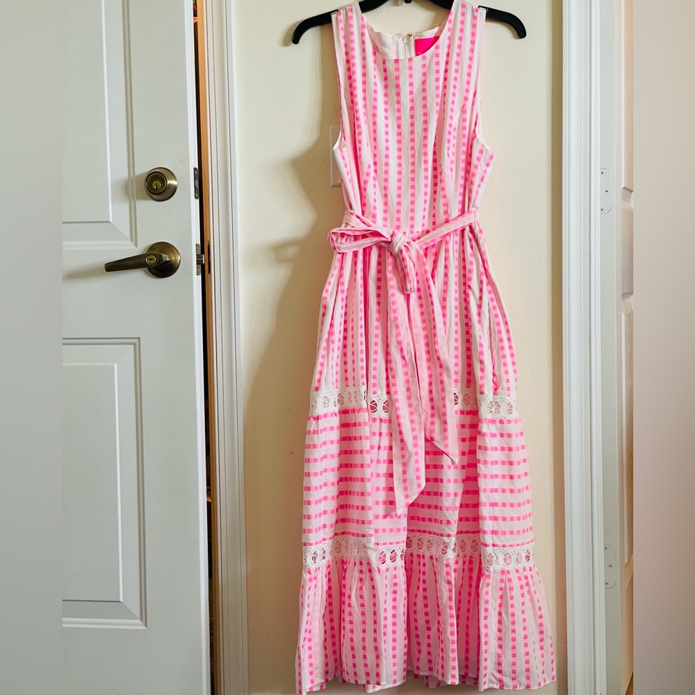 Lilly Pulitzer Pink and White Striped Sleeveless Belted Dress - Picture 2 of 2